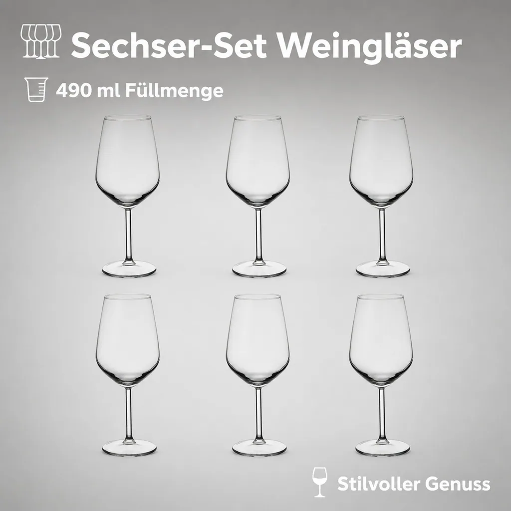 Weinglas, Rotweingläser - 6er-Set - Allegra, 490 ml
