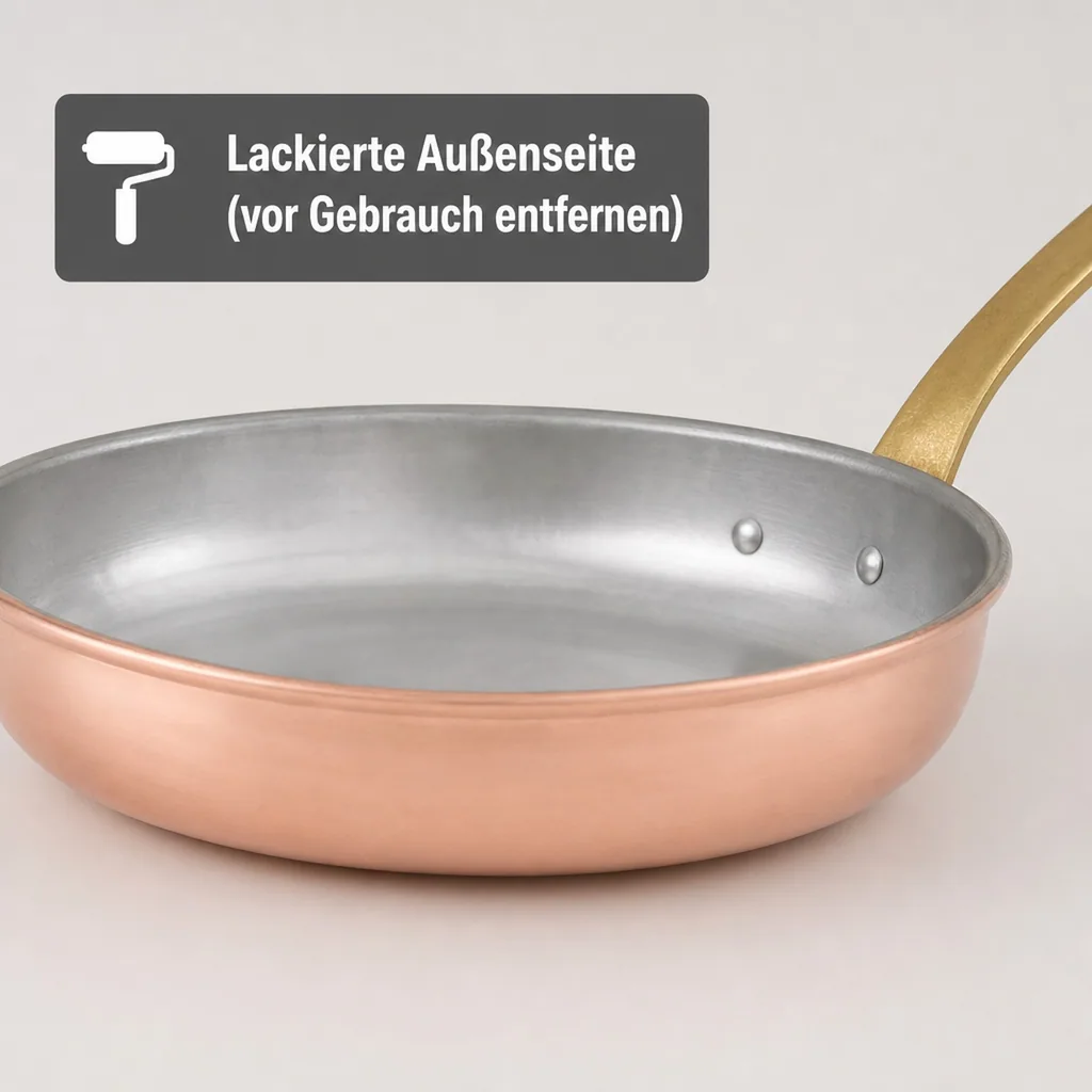 Bratpfanne, Kupferpfanne - aus Kupfer und Messing, 26cm