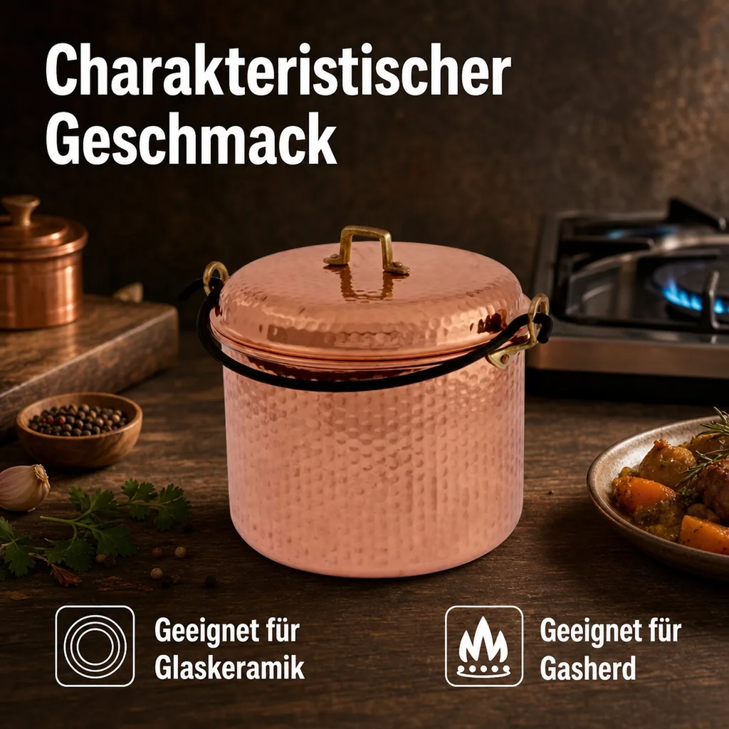 Kupfertopf, Bratentopf - Mit Eisenbogen 28 сm