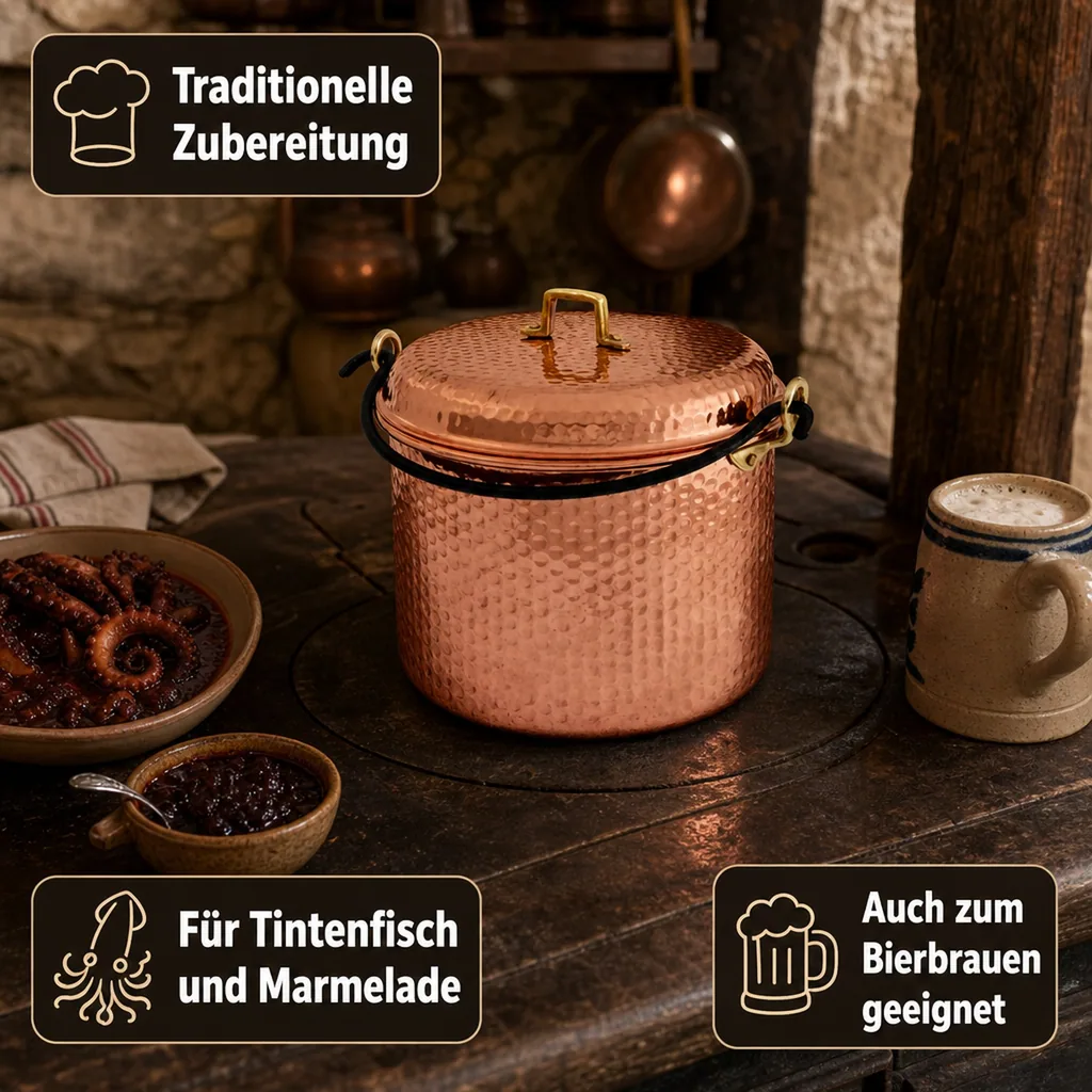 Kupfertopf, Bratentopf - Mit Eisenbogen 28 сm