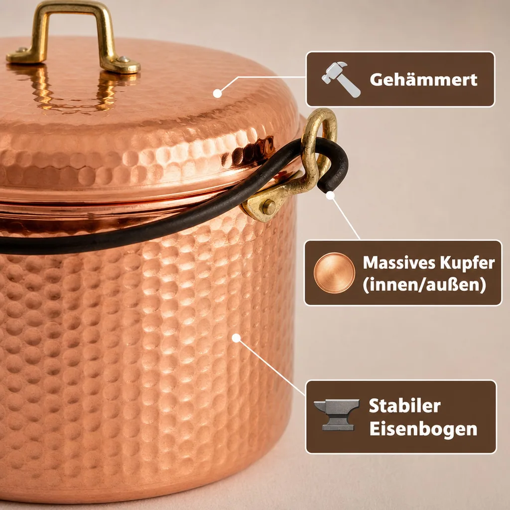 Kupfertopf, Bratentopf - Mit Eisenbogen 28 сm