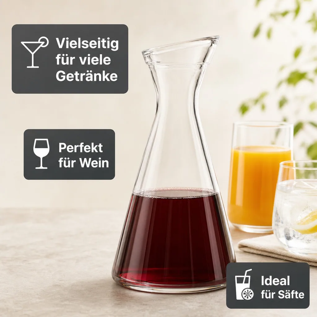 Wasserkaraffe, Glaskaraffe, Weinkaraffe - Pisa, 0,25L, Elegant & Vielseitig | Wasser, Wein, Limonade & mehr