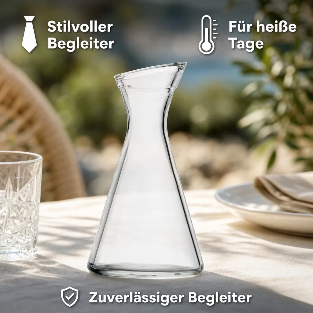 Wasserkaraffe, Glaskaraffe, Weinkaraffe - Pisa, 0,25L, Elegant & Vielseitig | Wasser, Wein, Limonade & mehr