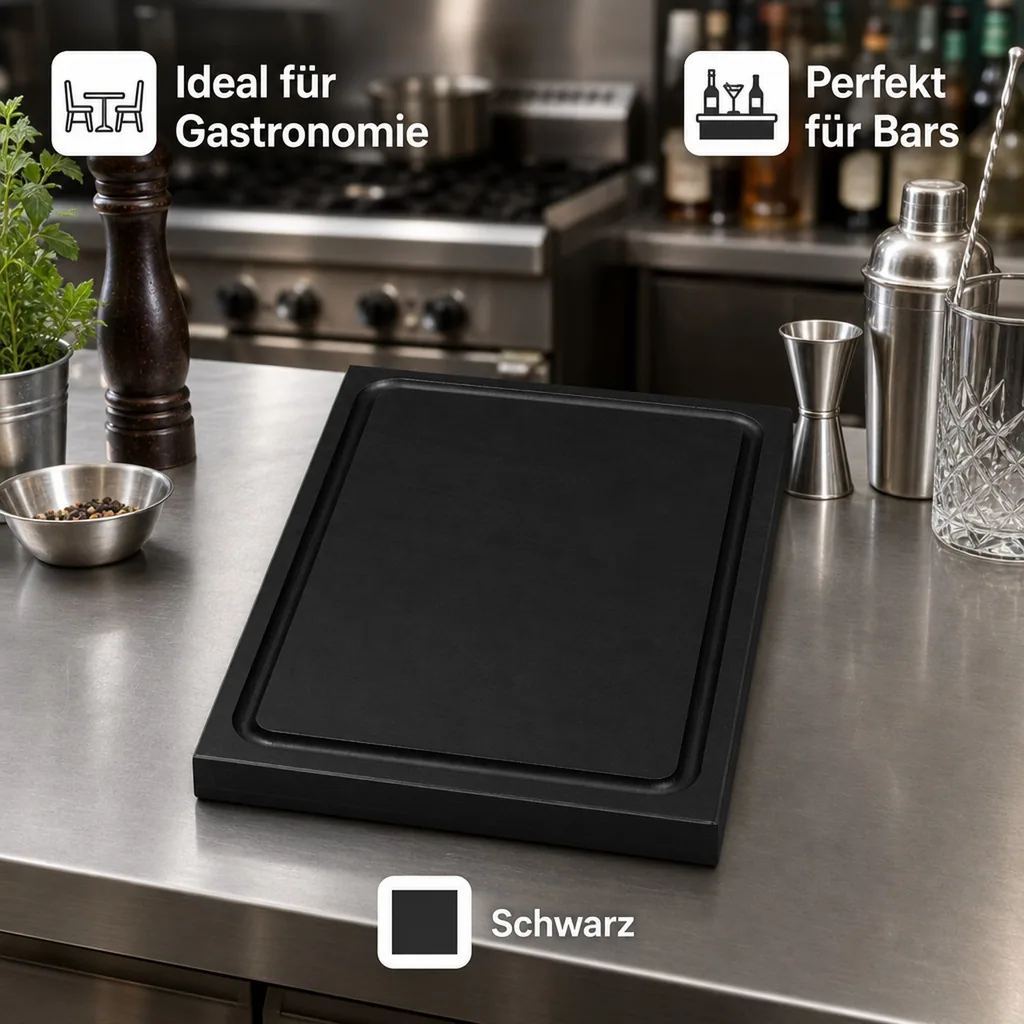 Schneidbrett 30x20x2cm - Robust, rutschfest & mit Saftrinne - Made in Germany