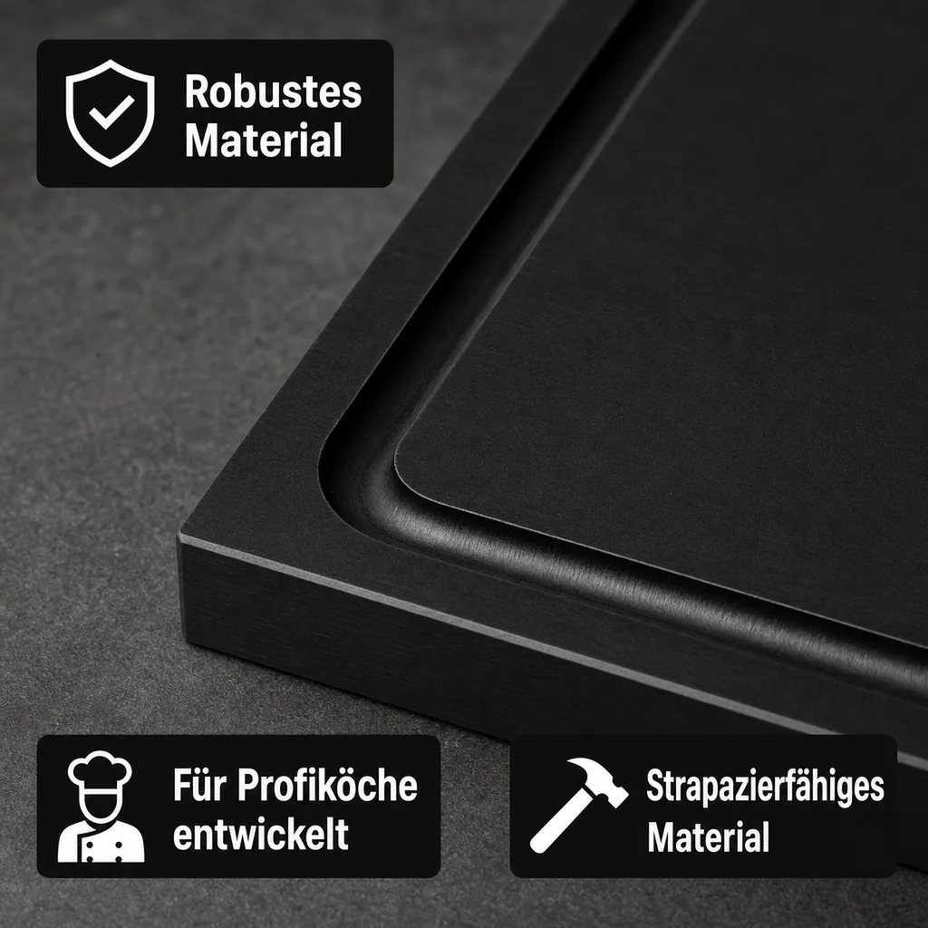 Schneidbrett 30x20x2cm - Robust, rutschfest & mit Saftrinne - Made in Germany