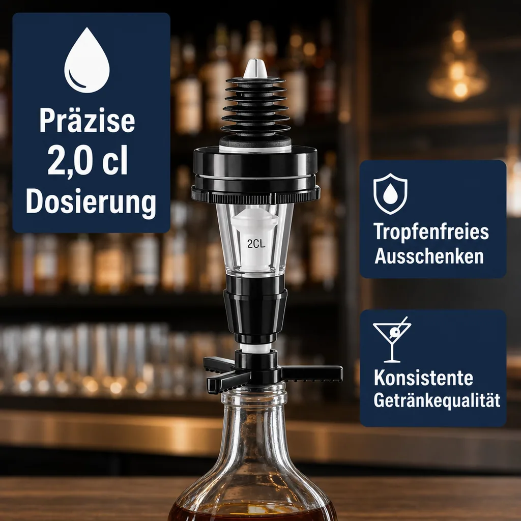 PRIMA Portionierer, Spirituosen Dosierer, Getränkeportionierer - 2.0 cl. für 3 bis 4.5 Liter Flaschen