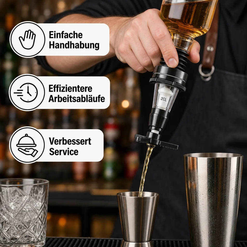 PRIMA Portionierer, Spirituosen Dosierer, Getränkeportionierer - 2.0 cl. für 3 bis 4.5 Liter Flaschen