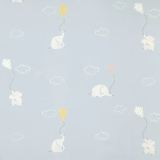 Casadeco My Little World Stoff Elefanten hellblau lime weiss