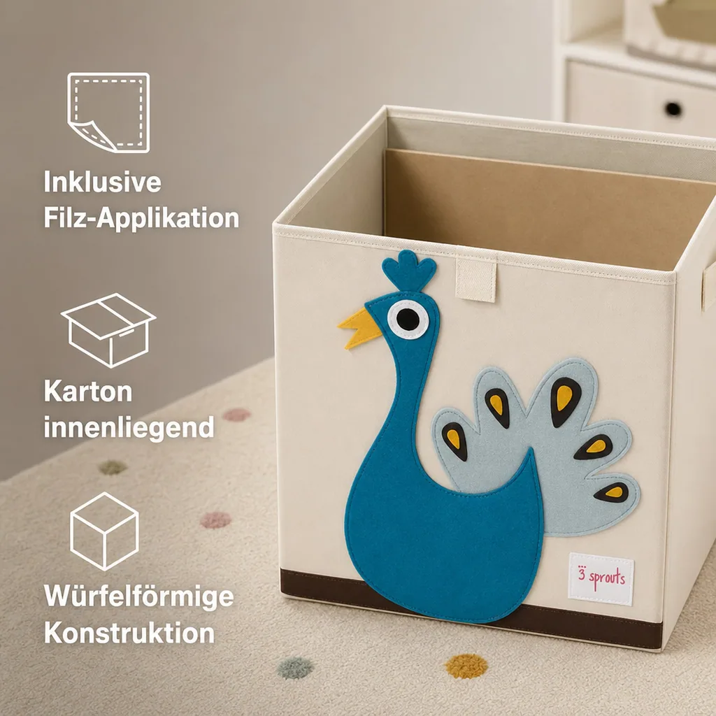 3 Sprouts Spielzeugkorb Pfau