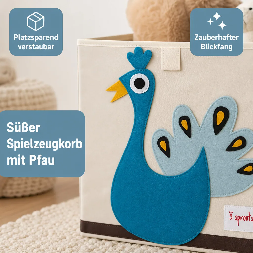 3 Sprouts Spielzeugkorb Pfau