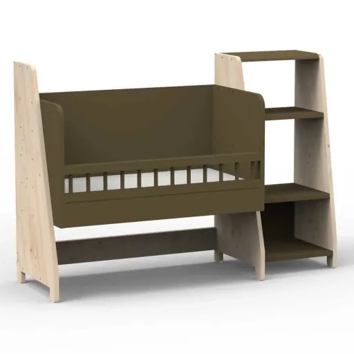 Mathy by Bols "Asymetry" Baby Beistellbett umbaubar zum Schreibtisch mit 1 Regal