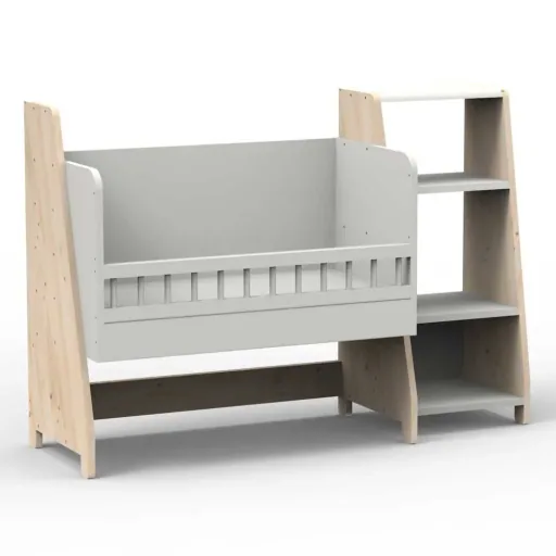 Mathy by Bols "Asymetry" Baby Beistellbett umbaubar zum Schreibtisch mit 1 Regal