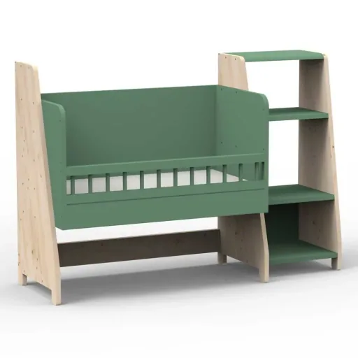 Mathy by Bols "Asymetry" Baby Beistellbett umbaubar zum Schreibtisch mit 1 Regal