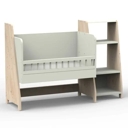 Mathy by Bols "Asymetry" Baby Beistellbett umbaubar zum Schreibtisch mit 1 Regal