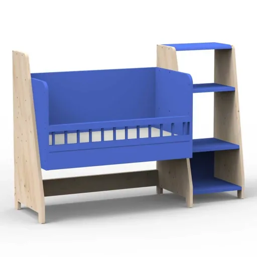 Mathy by Bols "Asymetry" Baby Beistellbett umbaubar zum Schreibtisch mit 1 Regal
