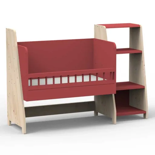 Mathy by Bols "Asymetry" Baby Beistellbett umbaubar zum Schreibtisch mit 1 Regal