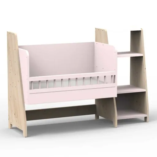 Mathy by Bols "Asymetry" Baby Beistellbett umbaubar zum Schreibtisch mit 1 Regal