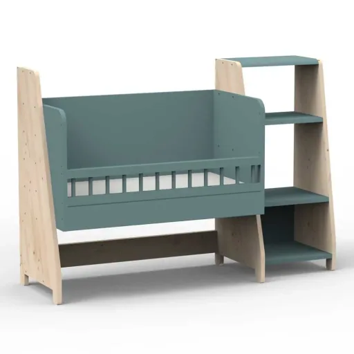 Mathy by Bols "Asymetry" Baby Beistellbett umbaubar zum Schreibtisch mit 1 Regal