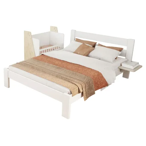 Mathy by Bols "Asymetry" Baby Beistellbett umbaubar zum Schreibtisch mit 1 Regal