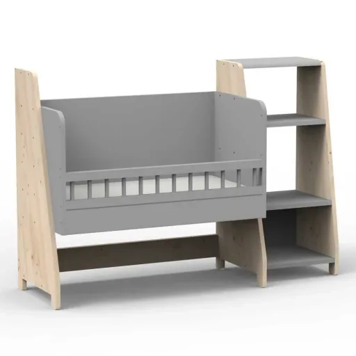 Mathy by Bols "Asymetry" Baby Beistellbett umbaubar zum Schreibtisch mit 1 Regal