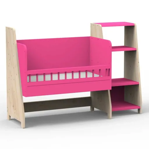 Mathy by Bols "Asymetry" Baby Beistellbett umbaubar zum Schreibtisch mit 1 Regal