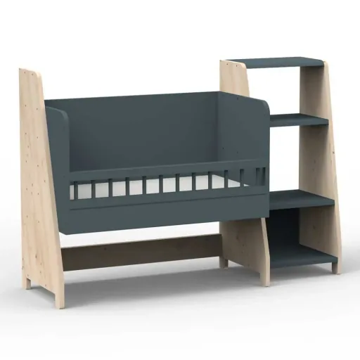 Mathy by Bols "Asymetry" Baby Beistellbett umbaubar zum Schreibtisch mit 1 Regal