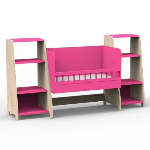 Mathy by Bols "Asymetry" Baby Beistellbett umbaubar zum Schreibtisch mit 2 Regalen