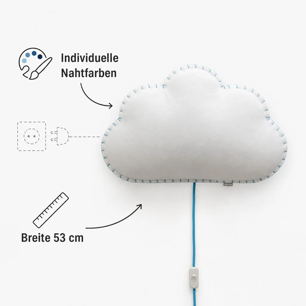 Buokids Softlampe Nachtlicht/Wandlampe Wolke, Farbe der Naht: gelb; Ausführung: Wandlampe