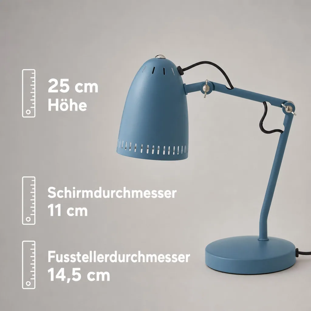 Superliving Schreibtischlampe "Dynamo 345" matt rauchblau