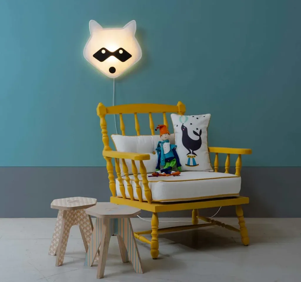 Buokids Soft Wandlampe Waschbär blau