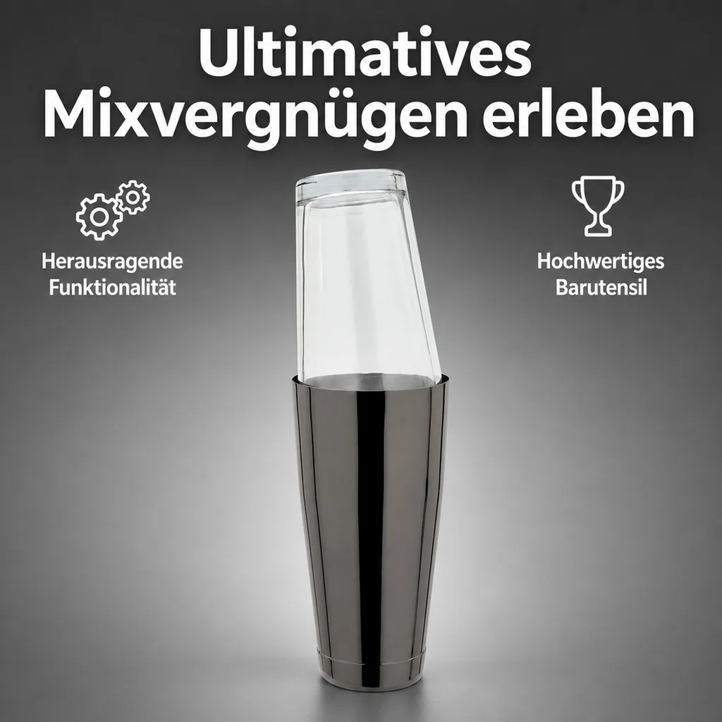 Boston Shaker, Edelstahl, GMB, Gunmetal black mit original amerikanischen Mixing Glas, 28oz