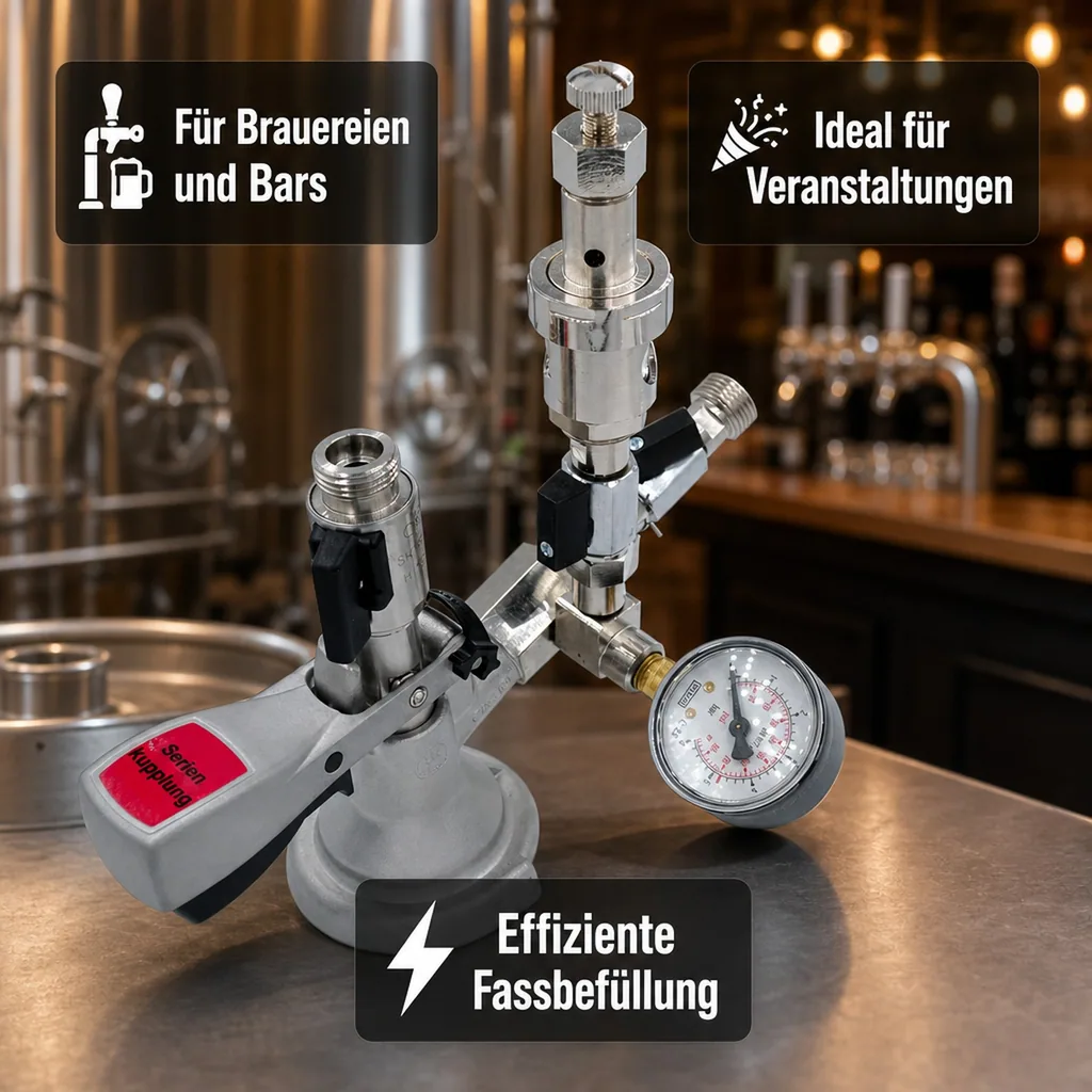 Füllzapfkopf zum Befüllen von KEG-Bierfässern, Ausführung: KOMBI Füllzapfkopf