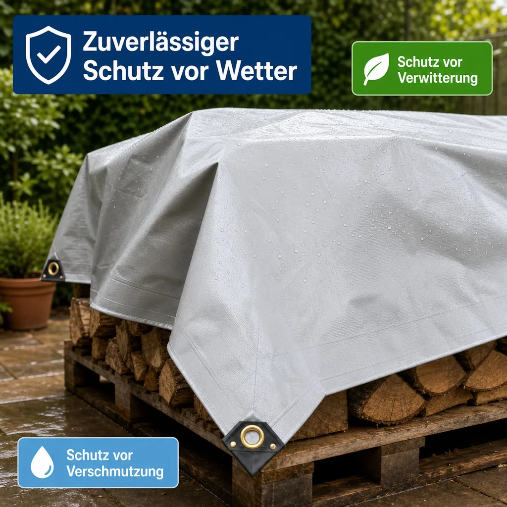 PVC Abdeckplane 650g, grau, 2x3m, wasserdicht, reißfest, Industrie Qualität