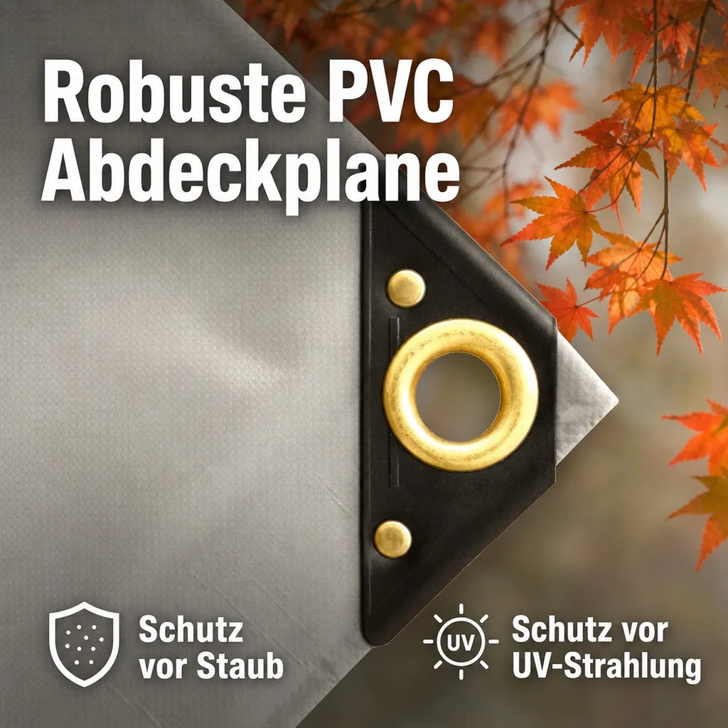 PVC Abdeckplane grau, 3x5m, 650g/m², (15m²), wasserdicht, reißfest
