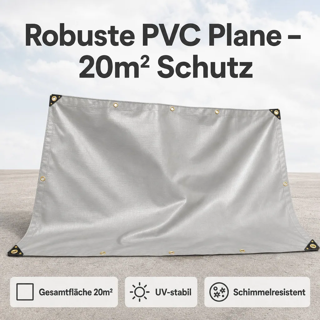 PVC Plane, Abdeckplane 650g/m², wasserdicht, grau 4x5m (20m²)