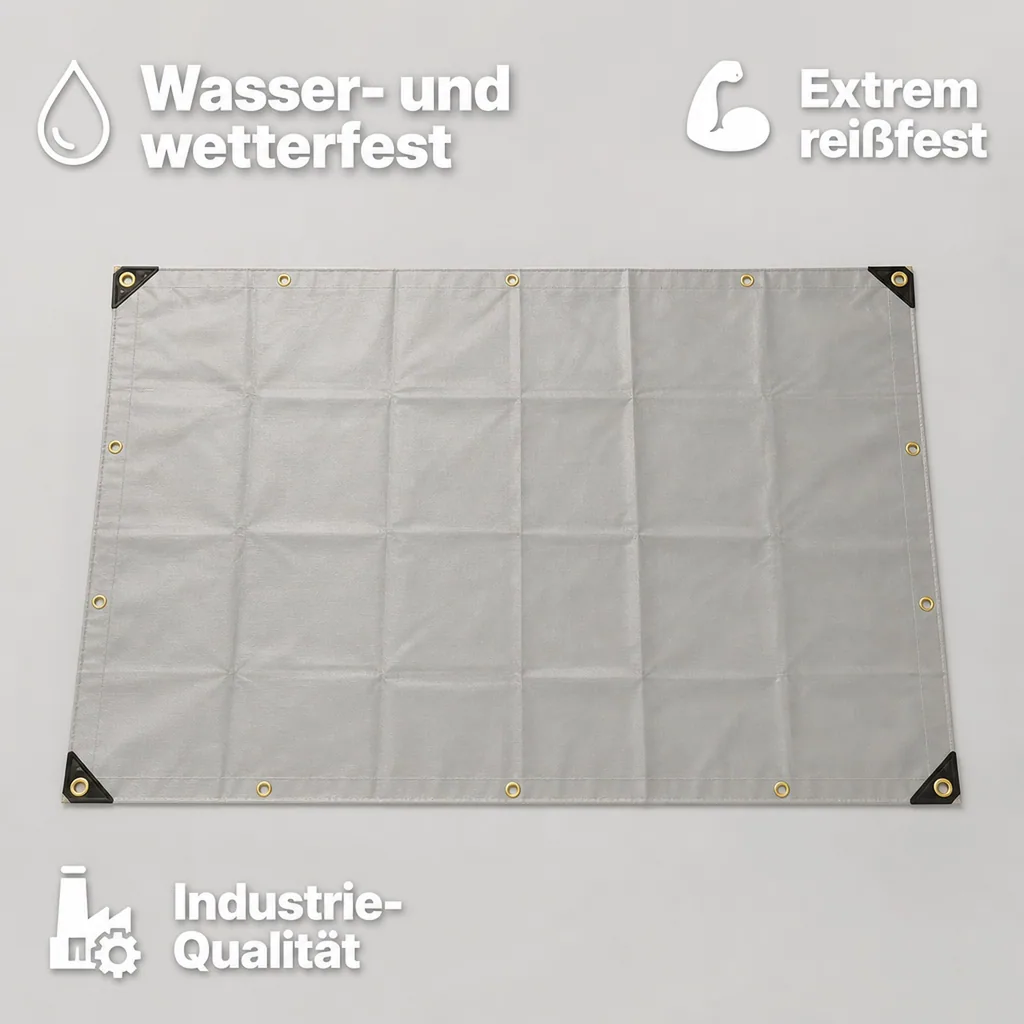 PVC Abdeckplane 650g, 4x6m (24m²), grau, wasserdicht, reißfest, Industrie Qualität