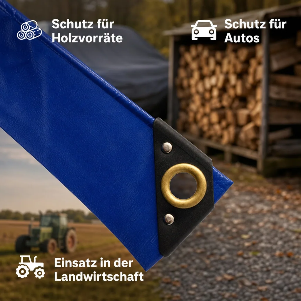 PVC Abdeckplane 5x6m, 650g/m², blau, wasserdicht und reißfest