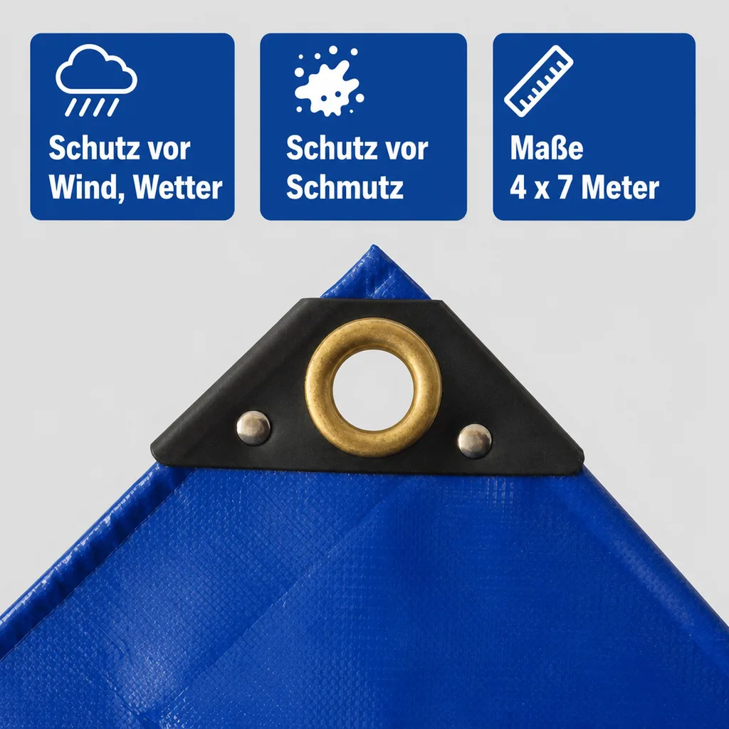 PVC Abdeckplane, 4x7m, blau, 650g/m², wasserdicht