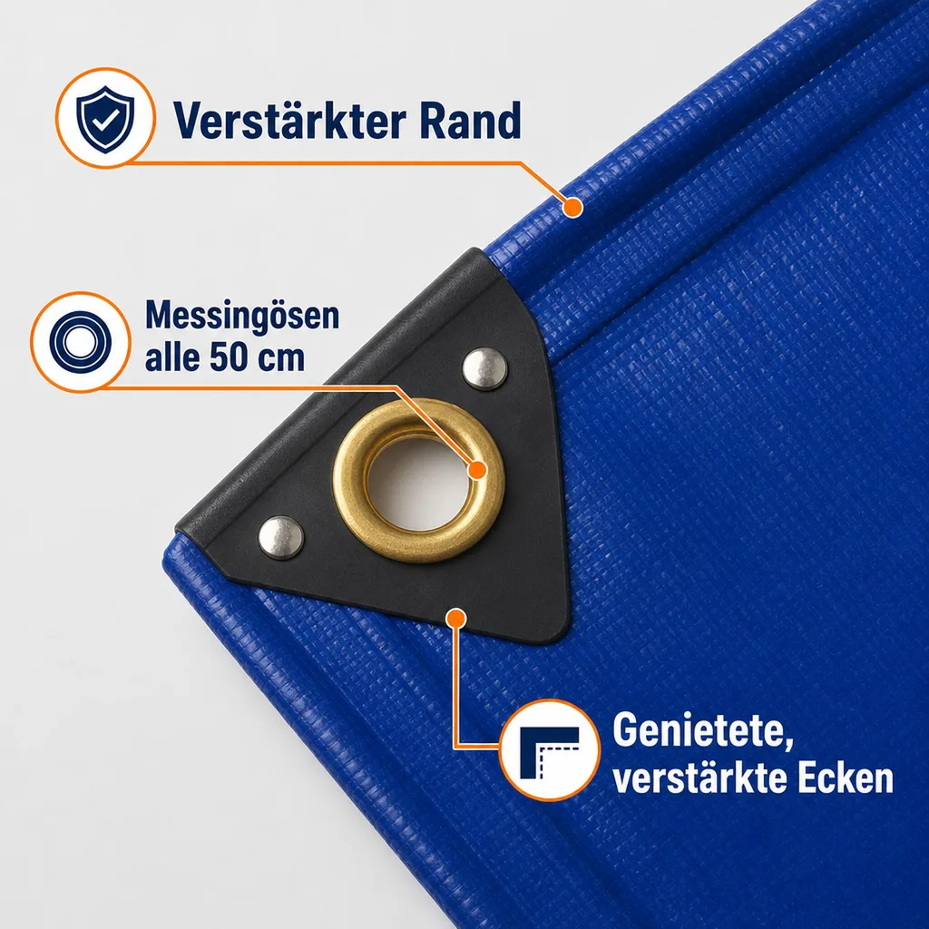 PVC Plane 650g/m², Abdeckplane, 4x6 m, blau, wasserdicht, reißfest (24m²)