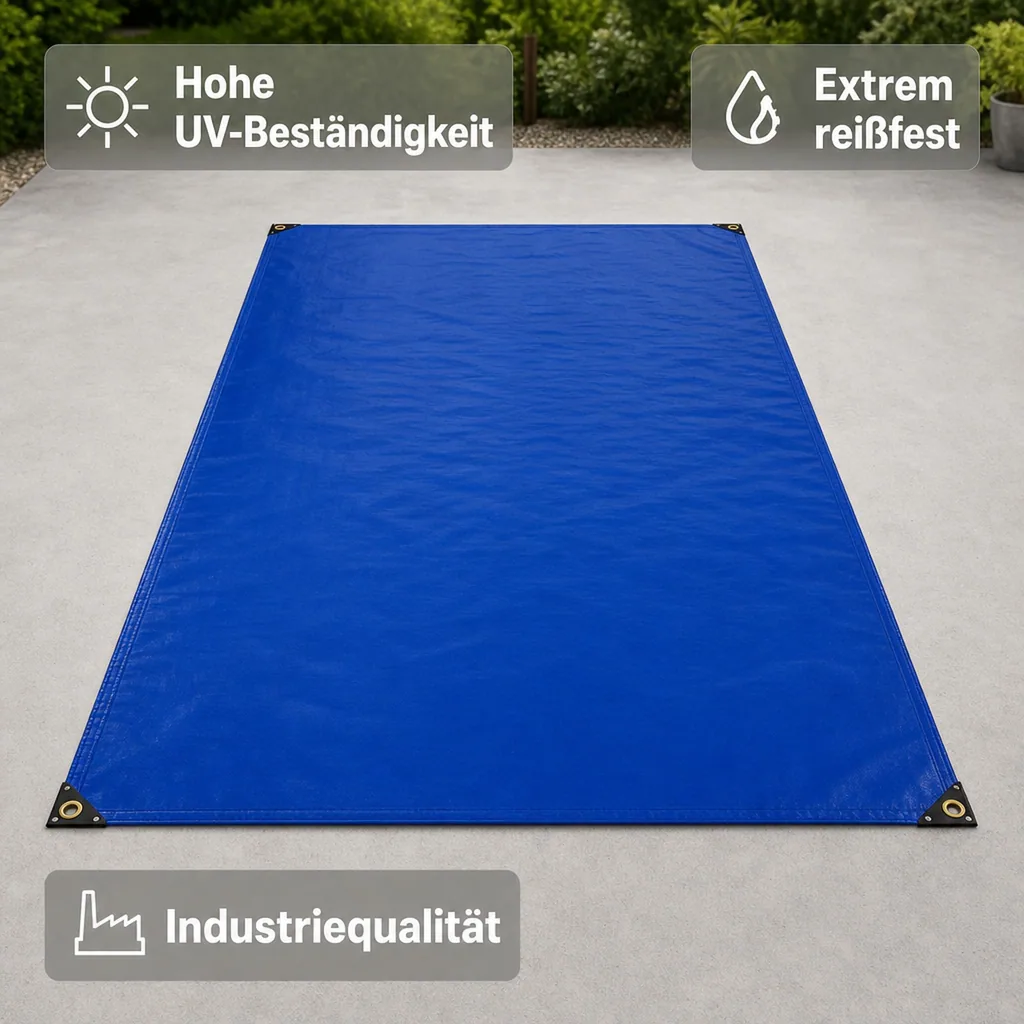 PVC Plane 650g/m², Abdeckplane, 4x6 m, blau, wasserdicht, reißfest (24m²)