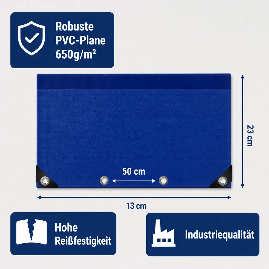 PVC Plane 650g/m², Abdeckplane, Plane 8x10 (80m²), blau, wasserdicht, reißfest