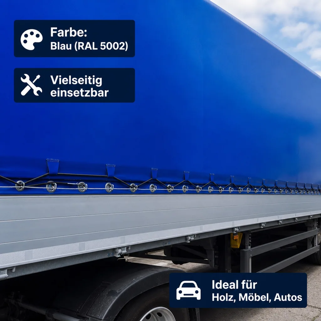 PVC Plane 650g/m², Abdeckplane, Plane 8x10 (80m²), blau, wasserdicht, reißfest