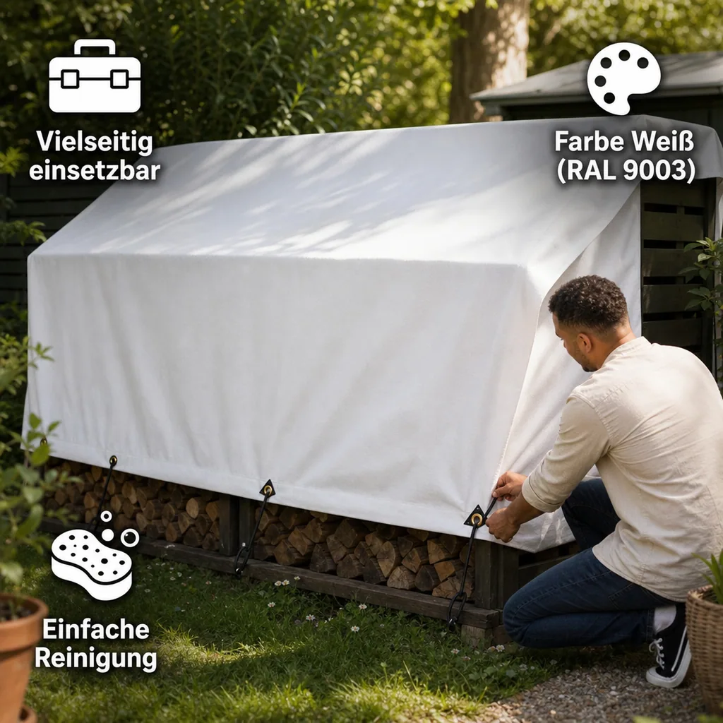 Abdeckplane, Gewebeplane 4x5m, PVC Plane, weiß, 650g/m², wasserdicht, reißfest