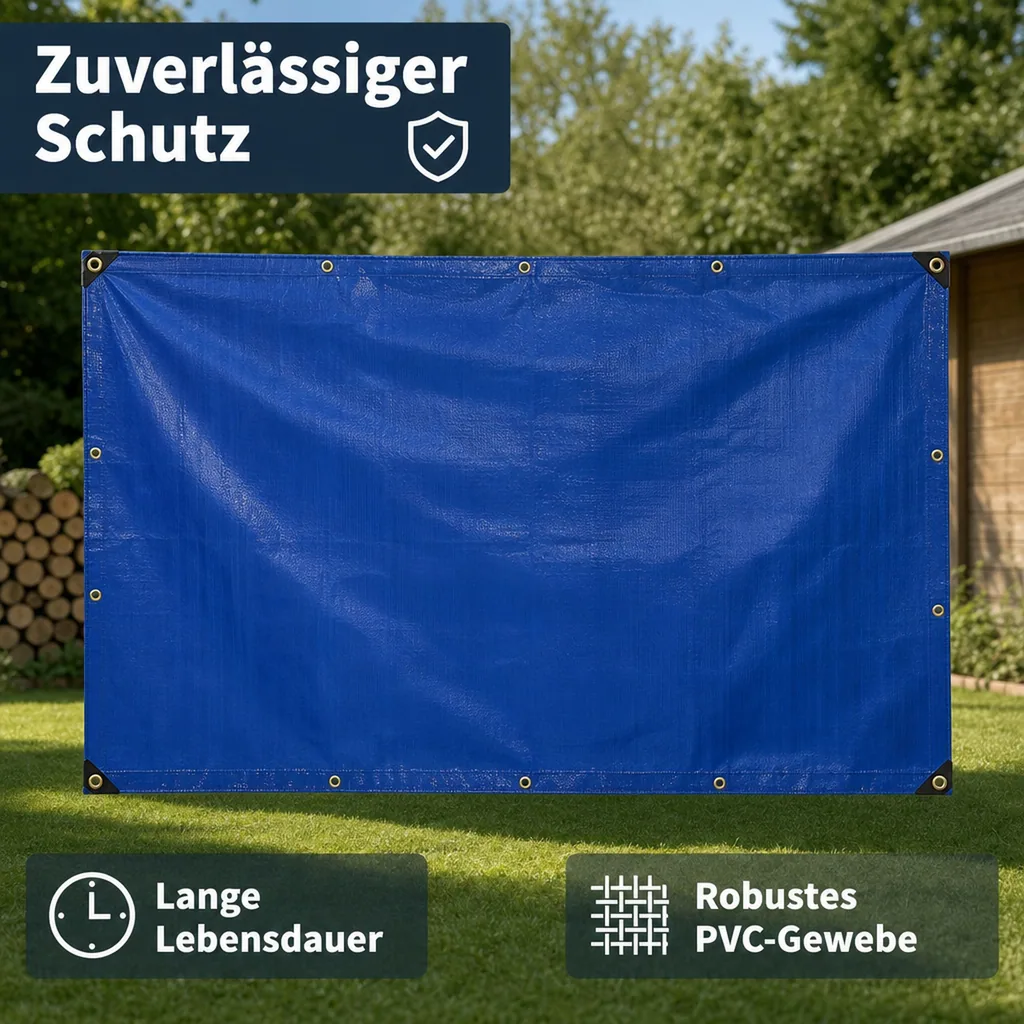 PVC Abdeckplane 2x3m blau, 650g/m², wasserdicht und reißfest
