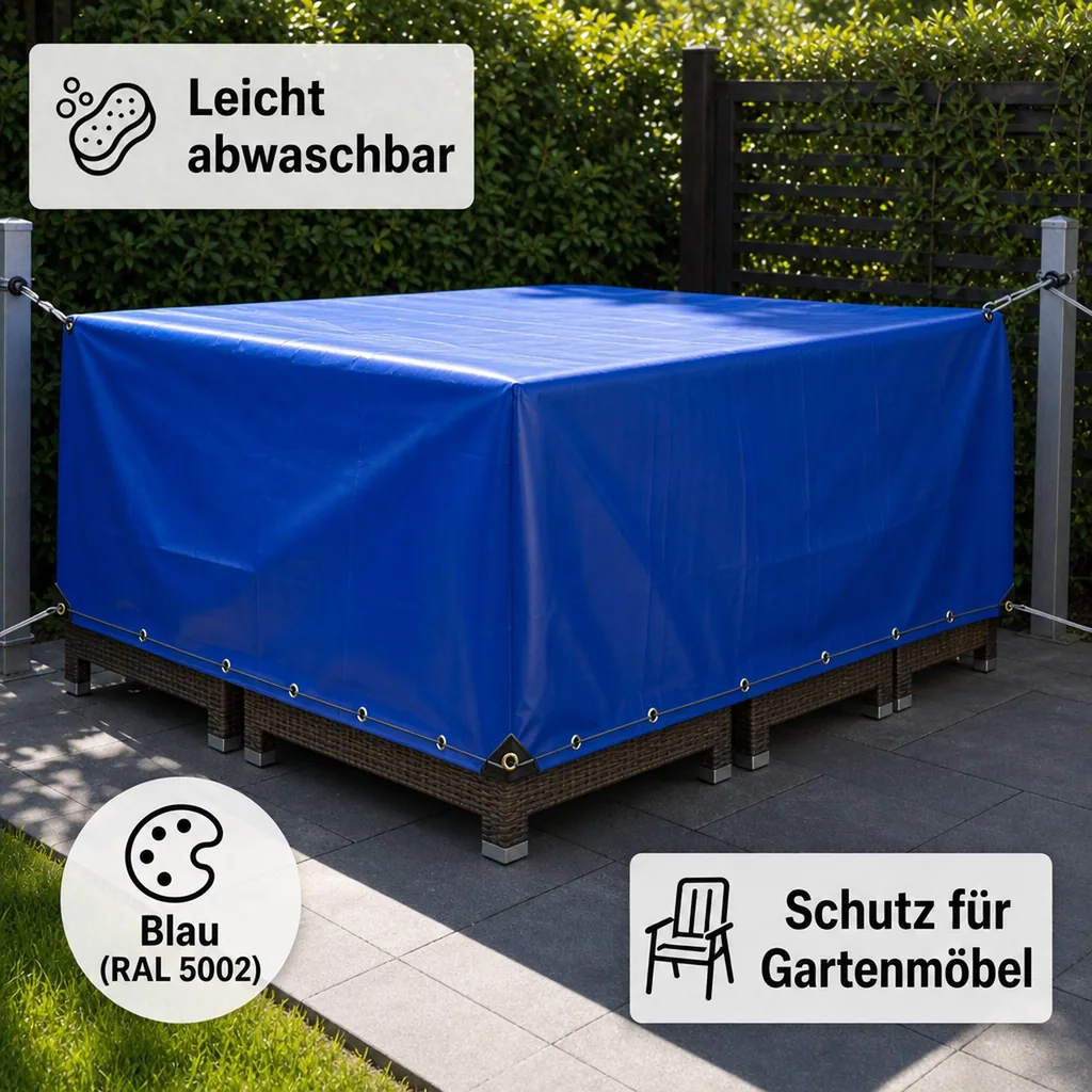PVC Plane 650 g/m², Abdeckplane 3x5m (15m²), wasserdicht, blau