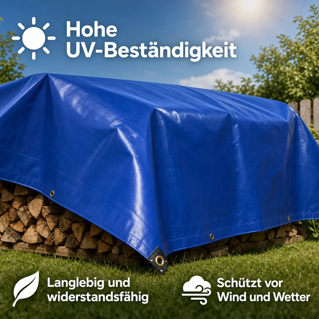 PVC Abdeckplane 3x6m, 650g/m², blau, wasserdicht und UV-stabil