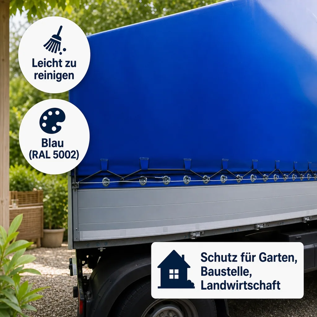 PVC Abdeckplane 3x6m, 650g/m², blau, wasserdicht und UV-stabil