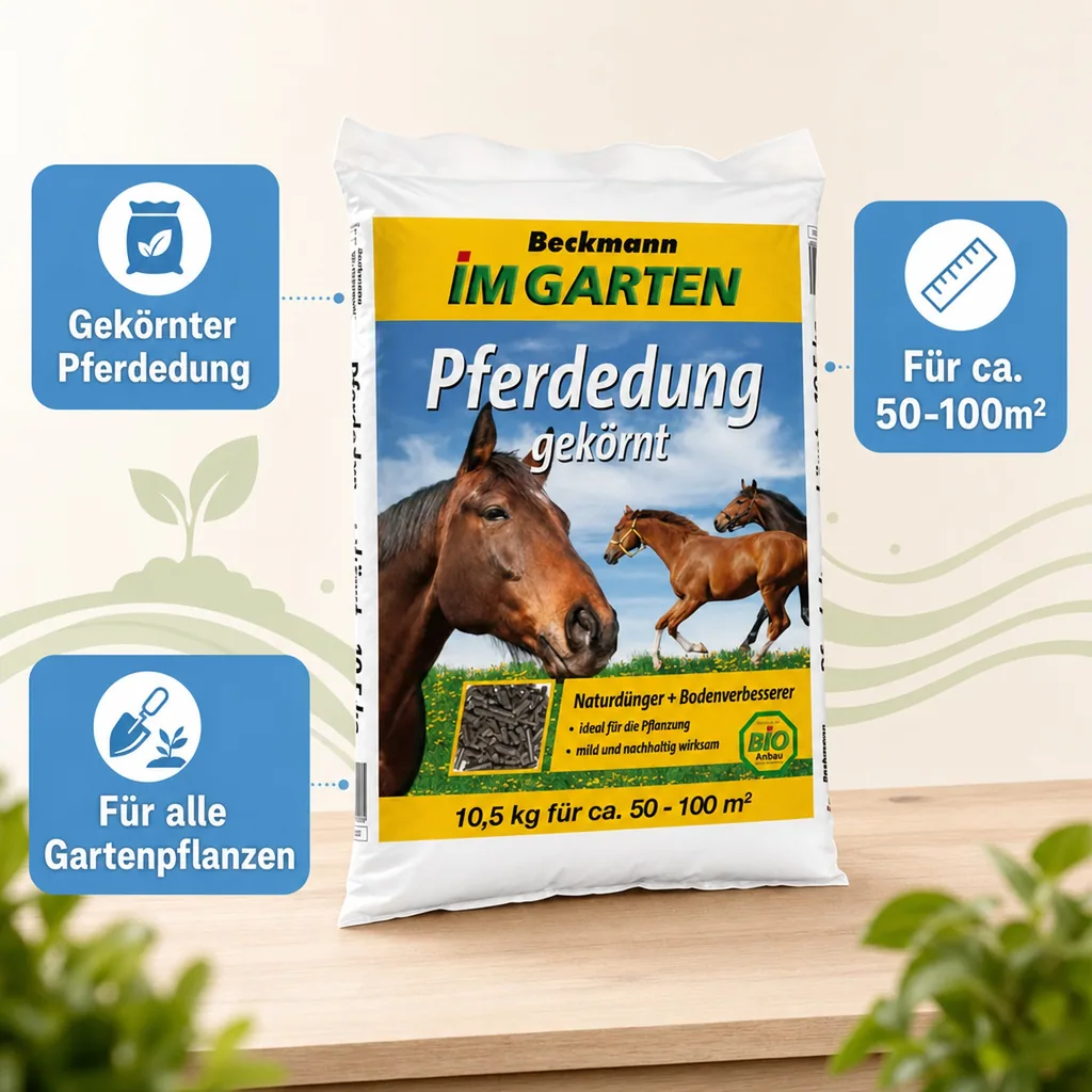 Pferdedung gekörnt 10,5kg für ca 50-100m² BIO Anbau geeignet