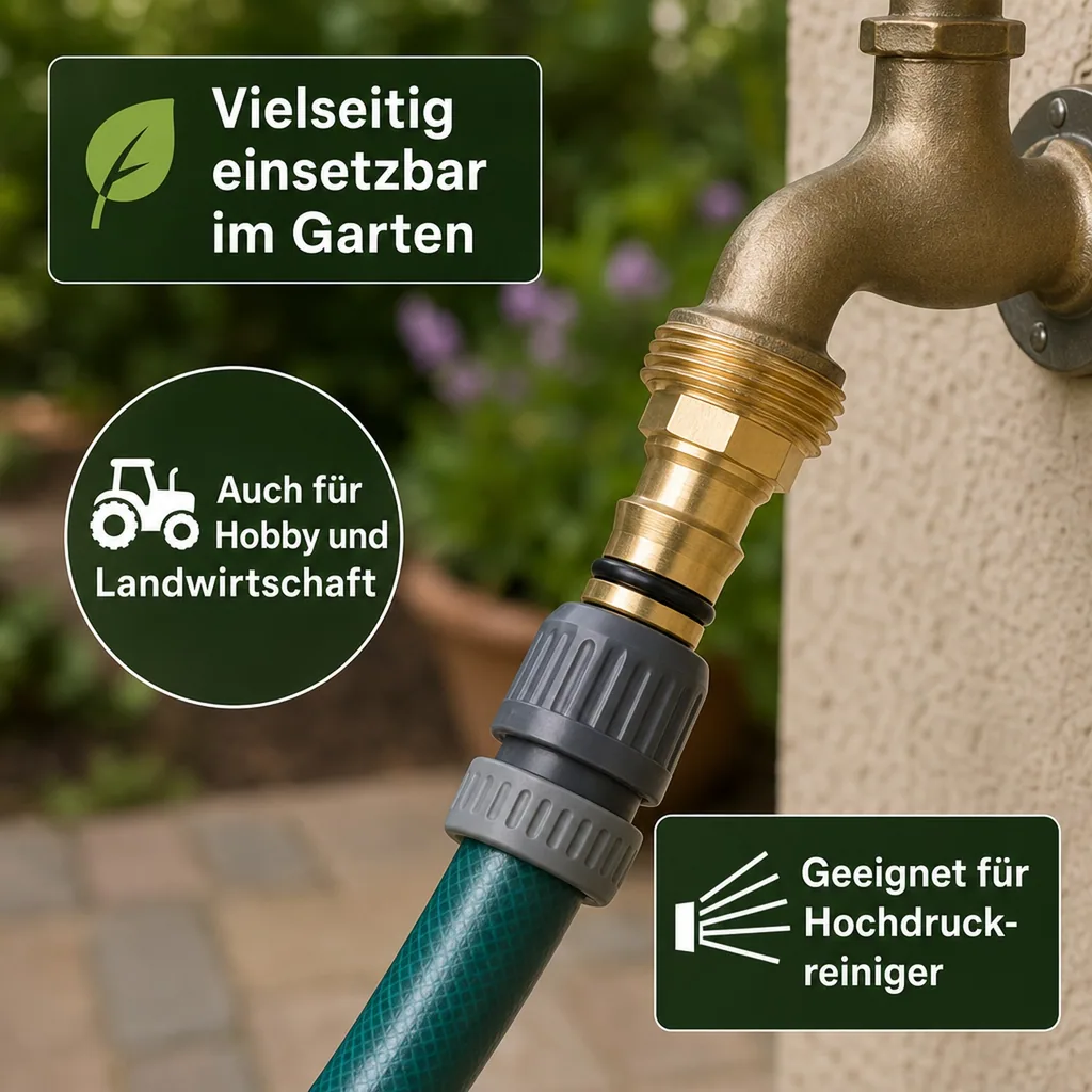 Wasserhahnanschluss 1/2 Zoll, Messing Hahnanschluss, Stecksystem Garten