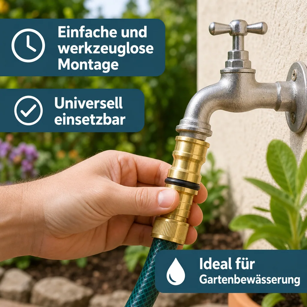 Wasserhahnanschluss 3/4 Zoll, Messing Stecksystem, Hahn Anschluss, Schnellkupplung